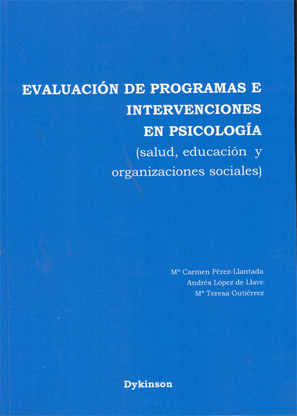 Evaluaci�n de programas e intervenciones en psicolog�a