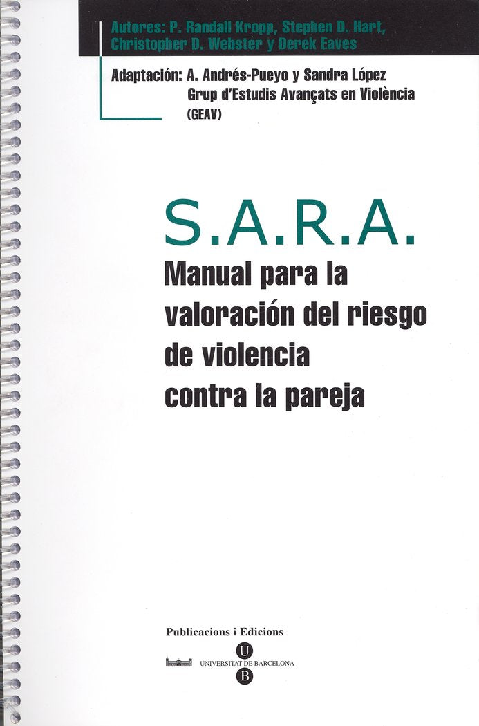 S.A.R.A. Manual para la valoraci�n del riesgo de violencia contra la pareja + Bloc protocolos de 25