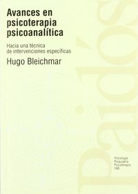 Avances en psicoterapia psicoanal�tica